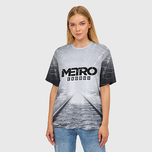 Женская футболка оверсайз METRO ЛОГОТИП / 3D-принт – фото 3