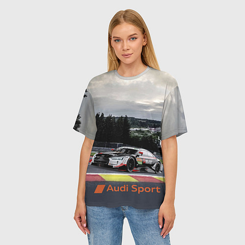 Женская футболка оверсайз Audi Sport Racing team Ауди Спорт Гоночная команда / 3D-принт – фото 3