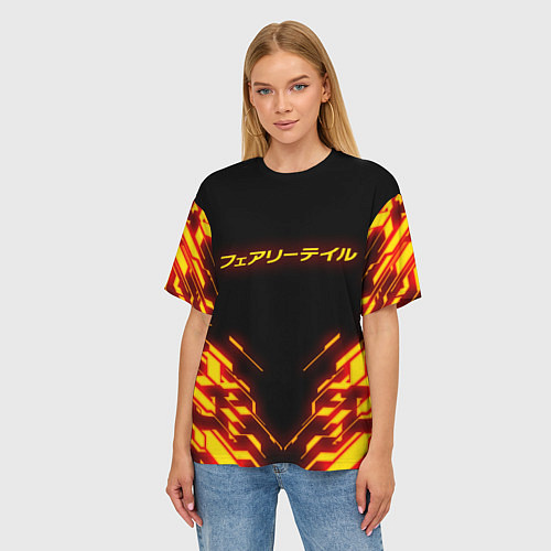 Женская футболка оверсайз FAIRY TAIL FLAMING GEOMETRY / 3D-принт – фото 3