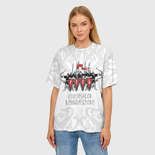 Женская футболка оверсайз Русская дружина / 3D-принт – фото 3