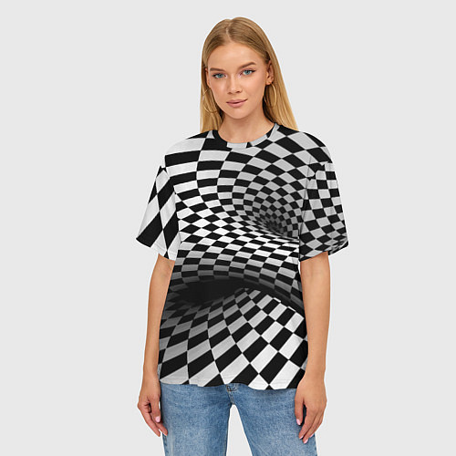 Женская футболка оверсайз Геометрическая объёмная композиция Авангард / 3D-принт – фото 3