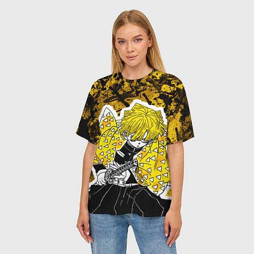 Женская футболка оверсайз Клинок, рассекающий демонов Зеницу / 3D-принт – фото 3