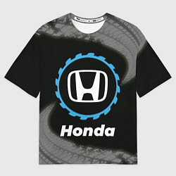 Футболка оверсайз женская Honda в стиле Top Gear со следами шин на фоне, цвет: 3D-принт