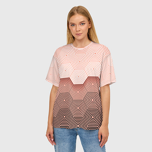 Женская футболка оверсайз Hexagon Minimal / 3D-принт – фото 3