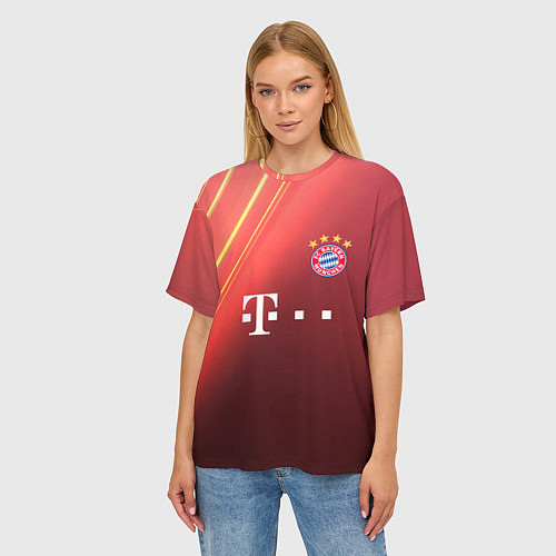 Женская футболка оверсайз Bayern munchen T / 3D-принт – фото 3