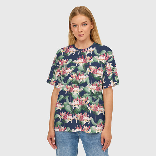 Женская футболка оверсайз Цветы Деревенской Жимолости / 3D-принт – фото 3