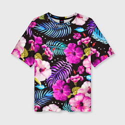 Футболка оверсайз женская Floral pattern Summer night Fashion trend, цвет: 3D-принт