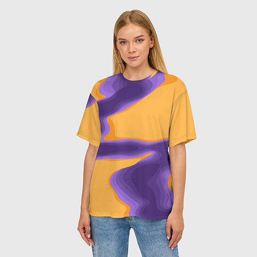 Женская футболка оверсайз Фиолетовая река / 3D-принт – фото 3