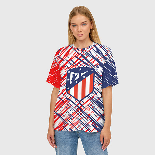 Женская футболка оверсайз Атлетико мадрид краска / 3D-принт – фото 3
