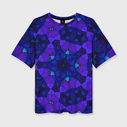 Футболка оверсайз женская Калейдоскоп -геометрический сине-фиолетовый узор, цвет: 3D-принт
