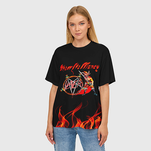 Женская футболка оверсайз Show No Mercy - Slayer / 3D-принт – фото 3