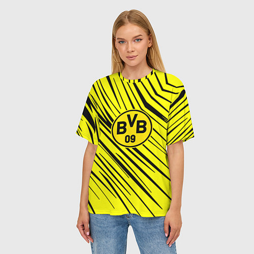 Женская футболка оверсайз Borussia боруссия абстрактный фон желтый / 3D-принт – фото 3