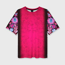 Женская футболка оверсайз Розовый в цветах