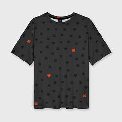 Женская футболка оверсайз Love Death and Robots black pattern