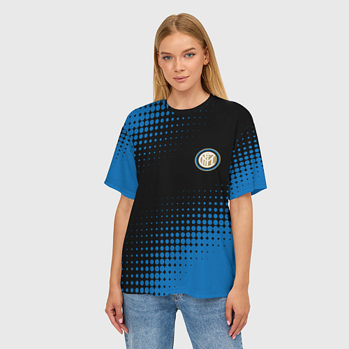 Женская футболка оверсайз Inter абстракция / 3D-принт – фото 3