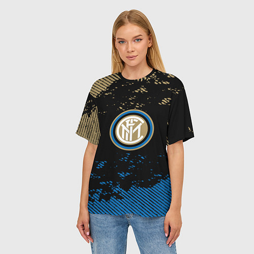 Женская футболка оверсайз Inter logo / 3D-принт – фото 3