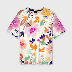Футболка оверсайз женская Summer floral pattern, цвет: 3D-принт