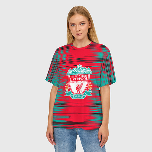 Женская футболка оверсайз Ливерпуль logo / 3D-принт – фото 3