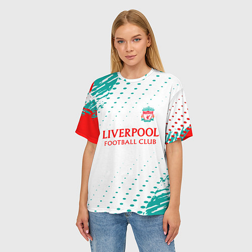 Женская футболка оверсайз Liverpool краски / 3D-принт – фото 3