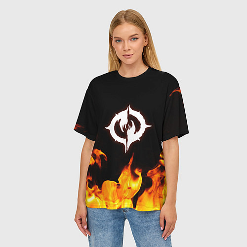 Женская футболка оверсайз Chaoseum Чаосеум Fire / 3D-принт – фото 3