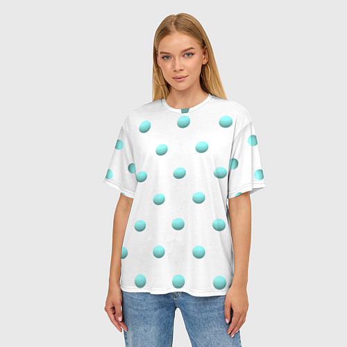 Женская футболка оверсайз Редкий бирюзовый горох 3д / 3D-принт – фото 3