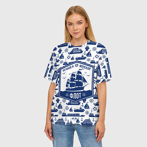 Женская футболка оверсайз Морской и речной флот / 3D-принт – фото 3