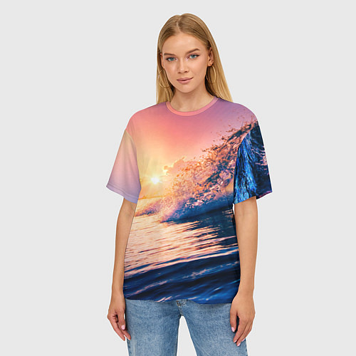 Женская футболка оверсайз Ocean element / 3D-принт – фото 3