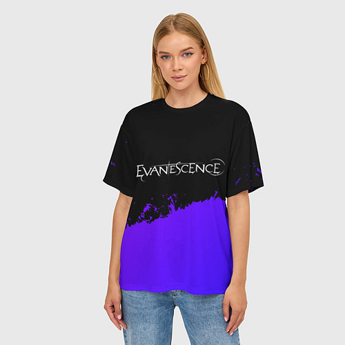 Женская футболка оверсайз Evanescence Purple Grunge / 3D-принт – фото 3