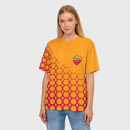 Женская футболка оверсайз Рома соты / 3D-принт – фото 3