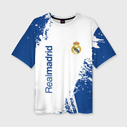 Футболка оверсайз женская Реал Мадрид краска, цвет: 3D-принт
