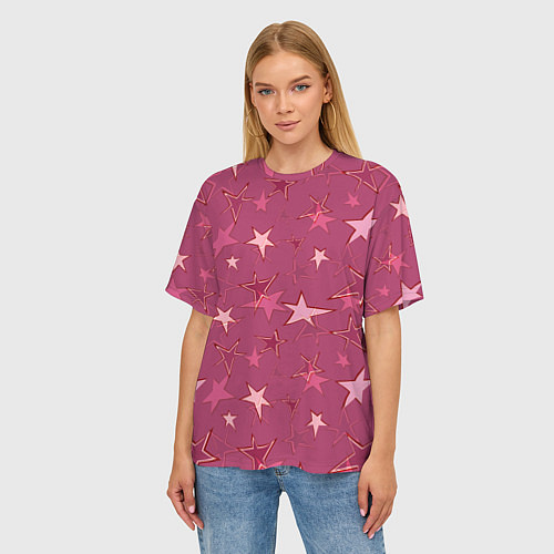 Женская футболка оверсайз Terracotta Star Pattern / 3D-принт – фото 3