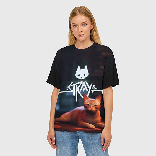Женская футболка оверсайз Stray бродячий кот / 3D-принт – фото 3