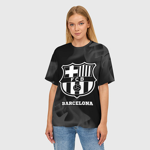 Женская футболка оверсайз Barcelona Sport на темном фоне / 3D-принт – фото 3