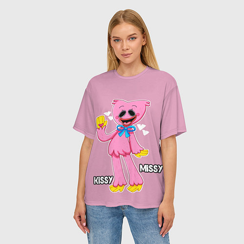 Женская футболка оверсайз POPPY PLAYTIME КИССИ МИССИ ПОППИ ПЛЕЙТАЙМ / 3D-принт – фото 3