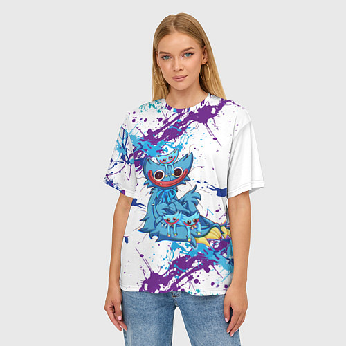 Женская футболка оверсайз POPPY PLAYTIME Мини Хагги / 3D-принт – фото 3