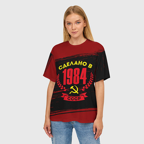 Женская футболка оверсайз Сделано в 1984 году в СССР желтый Серп и Молот / 3D-принт – фото 3