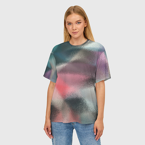 Женская футболка оверсайз Современный разноцветный абстрактный узор / 3D-принт – фото 3