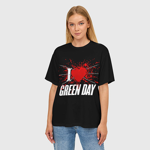 Женская футболка оверсайз Green Day Сердце / 3D-принт – фото 3