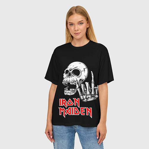 Женская футболка оверсайз Iron Maiden Череп / 3D-принт – фото 3