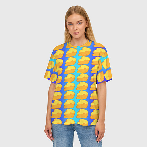 Женская футболка оверсайз Сыр сыр сыр / 3D-принт – фото 3