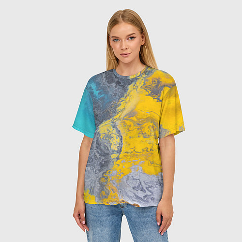 Женская футболка оверсайз Извержение Красок / 3D-принт – фото 3