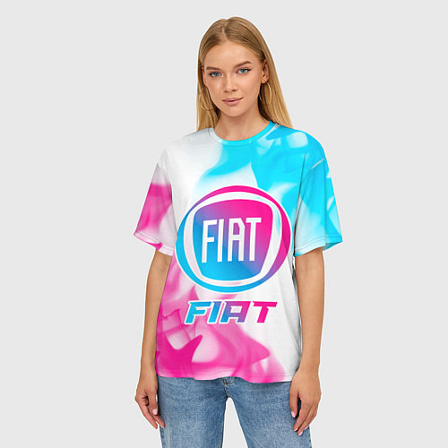 Женская футболка оверсайз Fiat Neon Gradient / 3D-принт – фото 3