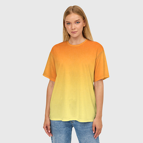Женская футболка оверсайз Оранжевый, желтый градиент / 3D-принт – фото 3