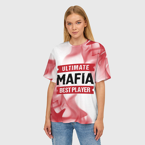 Женская футболка оверсайз Mafia: красные таблички Best Player и Ultimate / 3D-принт – фото 3