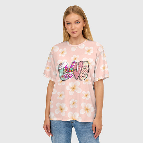 Женская футболка оверсайз Буквы Love - детский стиль / 3D-принт – фото 3