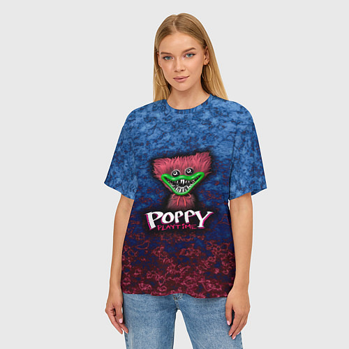 Женская футболка оверсайз Poppy playtime Haggy Waggy Хагги Вагги Поппи плейт / 3D-принт – фото 3