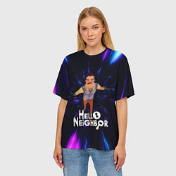 Футболка оверсайз женская Hello Neighbor Привет сосед Бегущий сосед, цвет: 3D-принт — фото 2