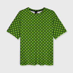 Женская футболка оверсайз Зеленый узоры крестиком