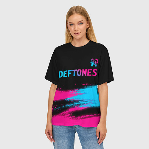 Женская футболка оверсайз Deftones Neon Gradient / 3D-принт – фото 3