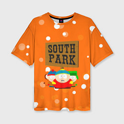 Женская футболка оверсайз Южный Парк на фоне кружков
